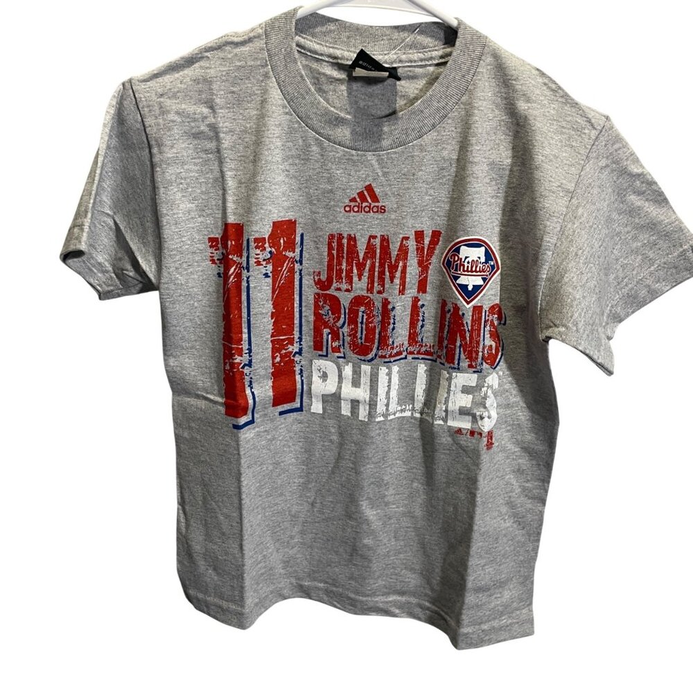 Adidas Phillies Jimmy Rollins Youth Graphic Tee Size‎ S Gray Red